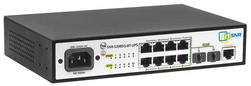  Коммутаторы SNR-S2965-8T-UPS, SNR-S2985G-8T-UPS с возможностью подключения АКБ